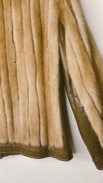 Vintage Mink & Leather Paneled Jacket