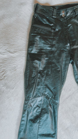 Vintage Black Leather High Rise Flares