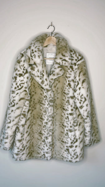 Vintage Faux Fur Snow Leopard Coat