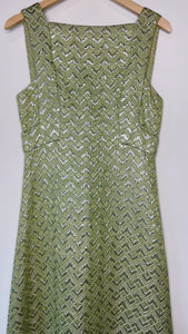 Quilted Green and Metallic Maxi Dress