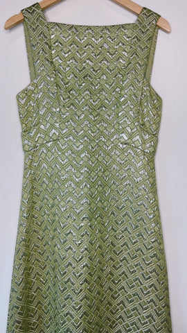 Quilted Green and Metallic Maxi Dress