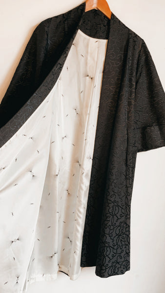 Vintage Black Long Kimono