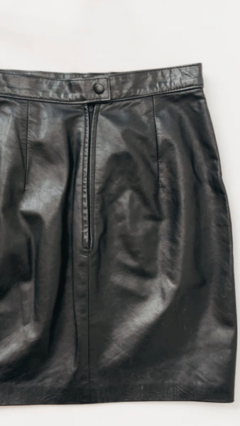 Vintage Black Leather Mini Skirt