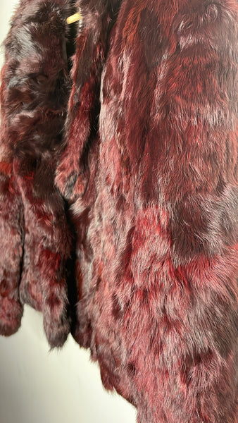 Vintage Burgundy Rabbit Fur Jacket