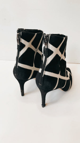 Via Spiga Black and White Leather Boots 9.5