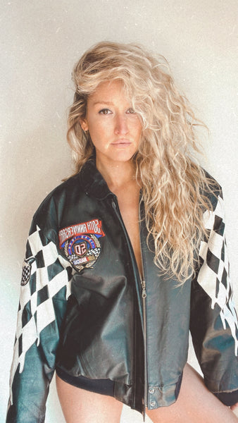 Checkered 50th Anniversary Jeff Hamilton Leather Racing Jacket