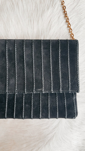 Black Suede Purse with Coins