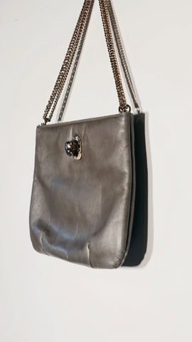 Vintage Grey Leather Lion Purse