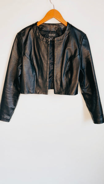 Vintage Cropped Boxy Leather Jacket
