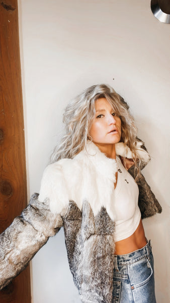 Vintage Rabbit Fur Zig Zag Jacket