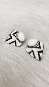Black and White Enamel Art Deco Earrings
