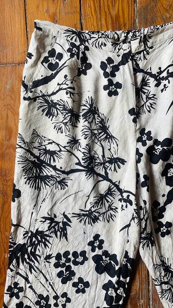 Silk Graphic Black & White Pants