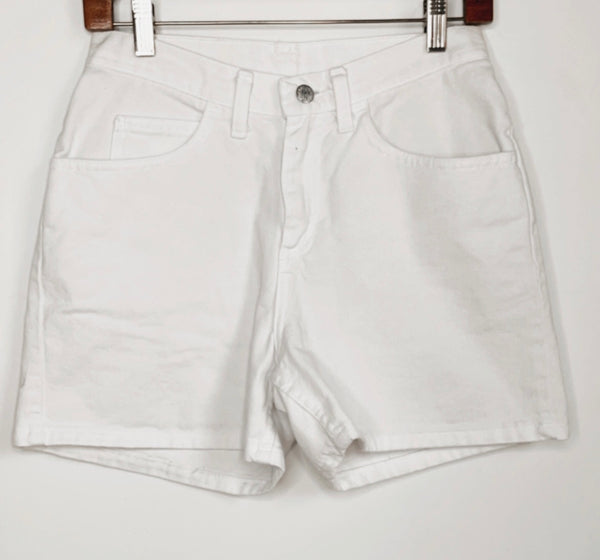 High Rise White Denim Shorts