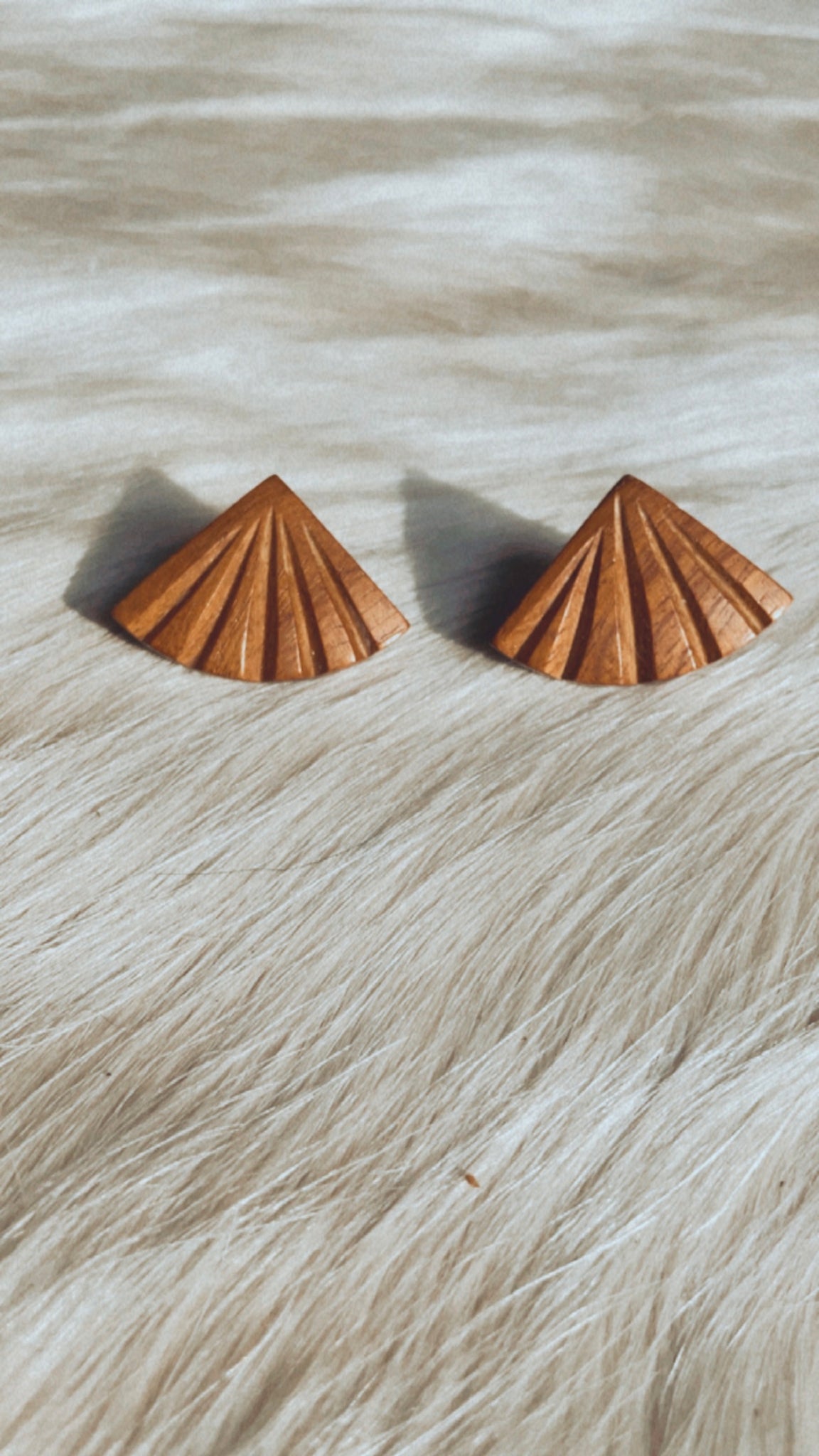 Wooden Fan Earrings