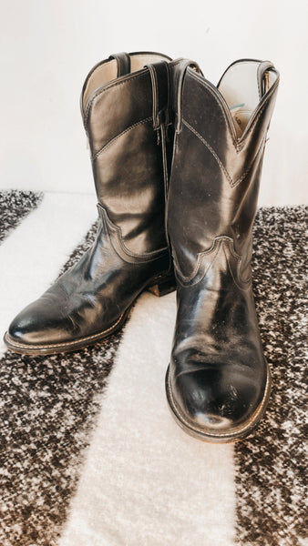 Vintage Laredo Black Leather Cowboy Boots 9.5EE
