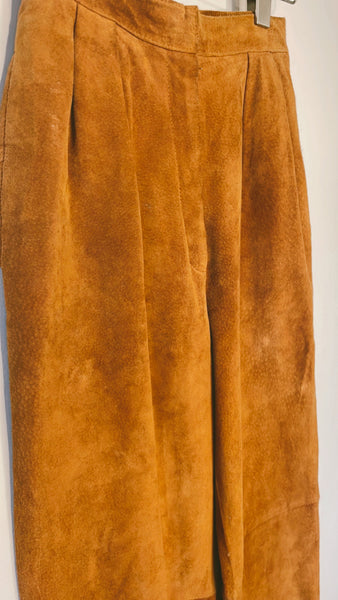 Vintage Suede Pleated Trouser