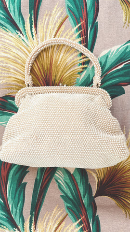 Vintage Cream Beaded Purse