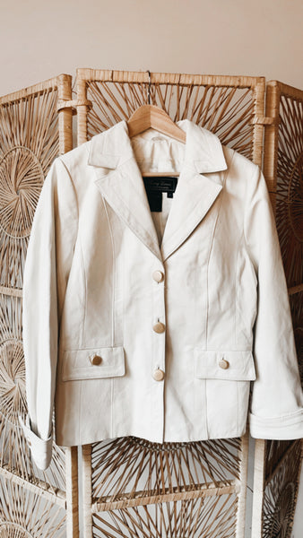 Vintage White Leather Jacket