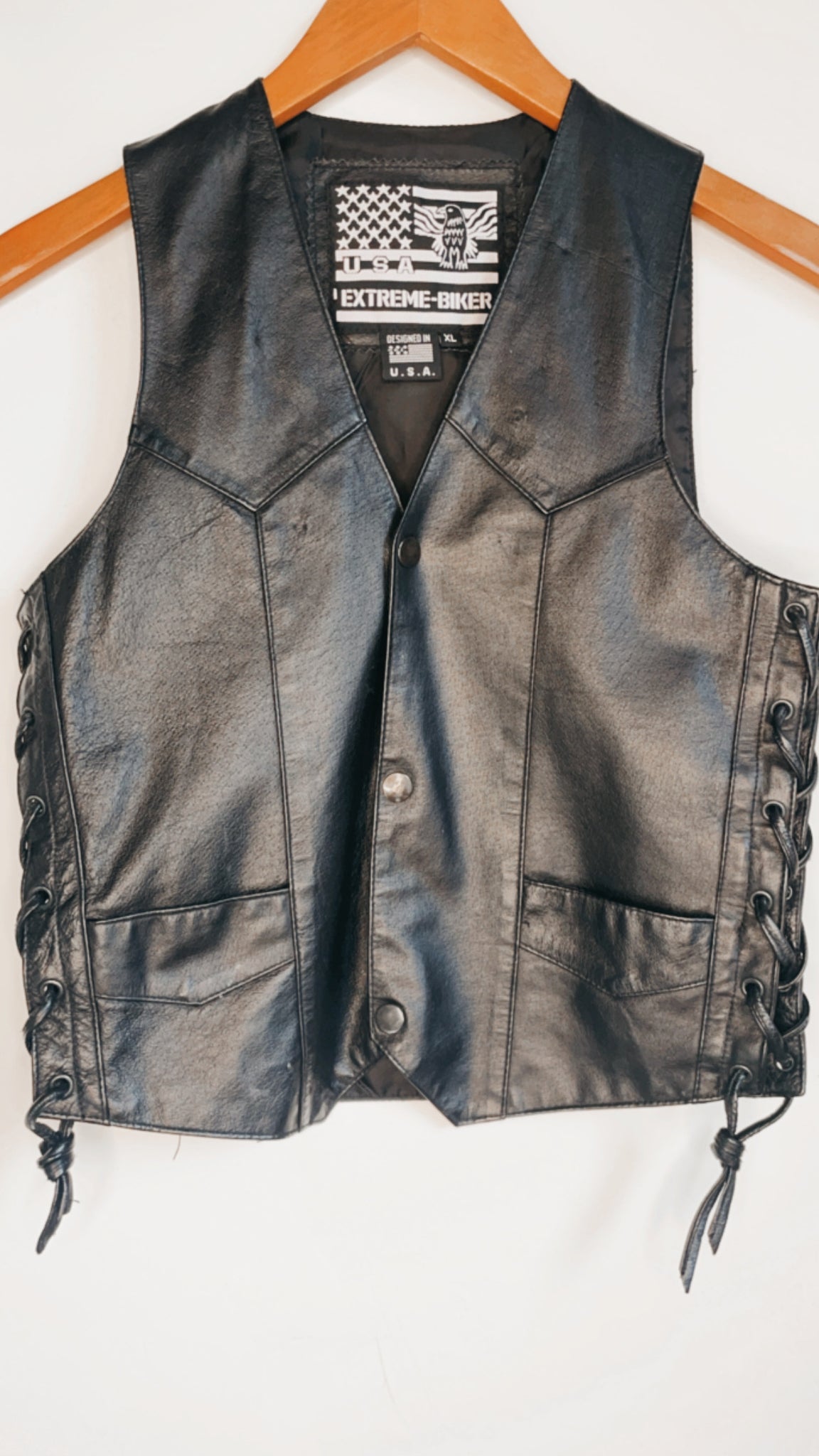 Leather moto vest