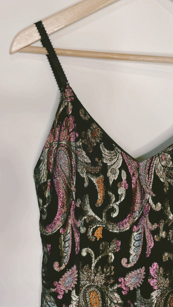 Vintage Metallic Paisley Dress