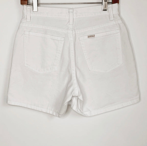 High Rise White Denim Shorts