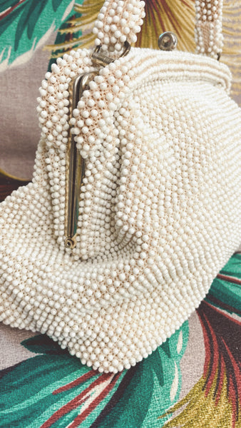 Vintage Cream Beaded Purse