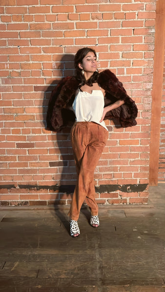 Vintage Burgundy Rabbit Fur Jacket