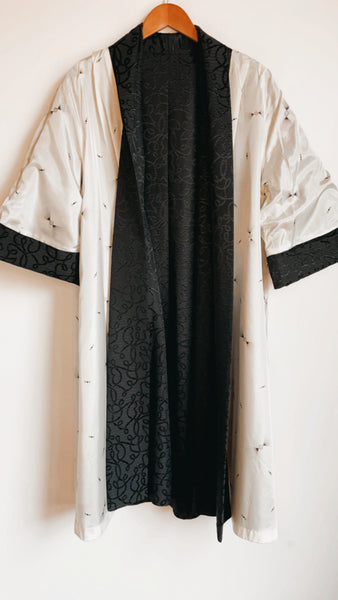 Vintage Black Long Kimono