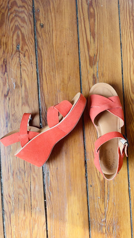 Suede Orange Kork Ease Platforms 9.5