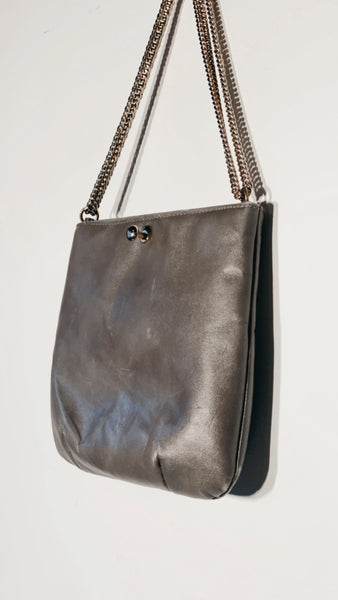 Vintage Grey Leather Lion Purse