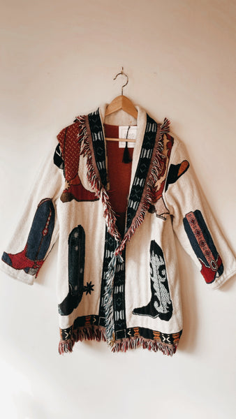 Vintage Cowboy Boot Blanket Coat