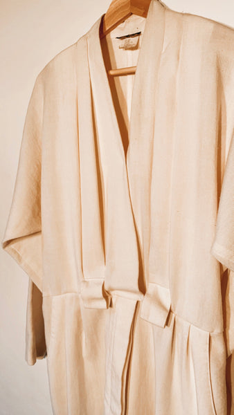 Vintage White linen Plunge Dress