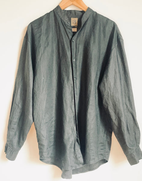 Black Linen Button Up