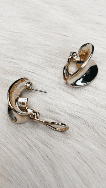 Vintage gold clasp hoop earrings