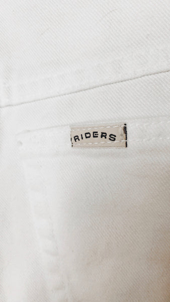 High Rise White Denim Shorts