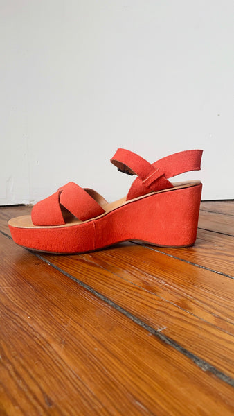 Suede Orange Kork Ease Platforms 9.5