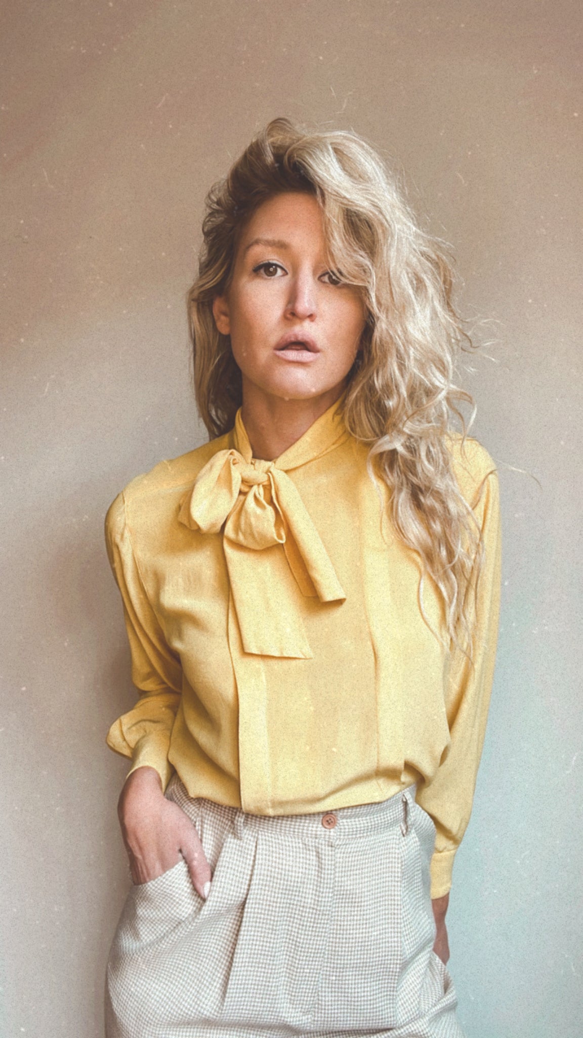 CD Yellow Tie Neck Blouse
