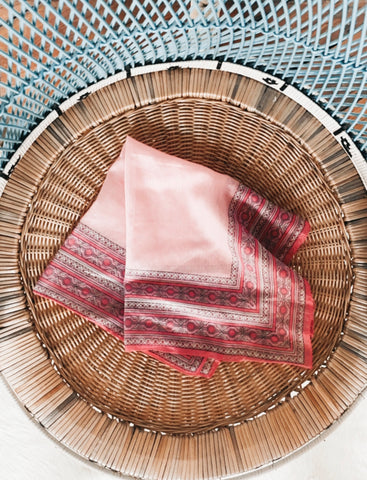 Sheer Pink & Purple Geo Square Scarf