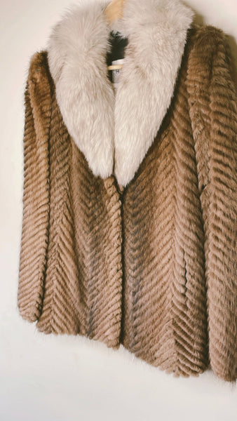 Vintage Hopper Fur Herringbone Fur Jacket