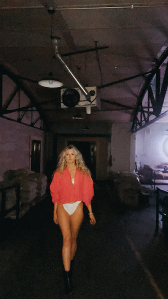 Vintage 'Express' Magenta Crop Jacket