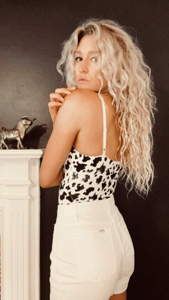 High Rise White Denim Shorts