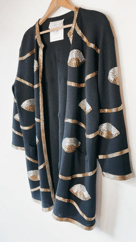 Adrienne Vittadini Evil Eye Beaded Cardigan L