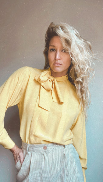 CD Yellow Tie Neck Blouse