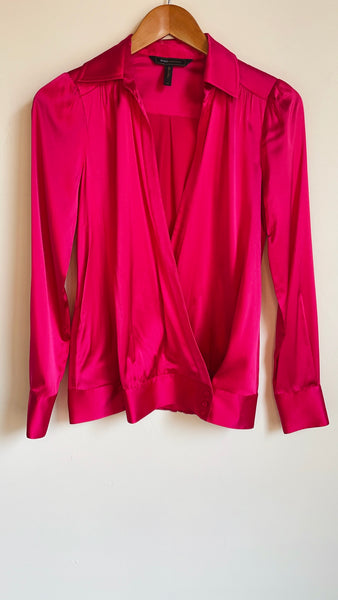 Magenta Silk Wrap Blouse