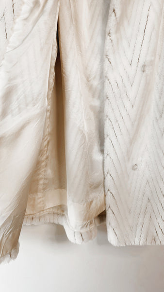 Vintage Herringbone Faux Fur Coat