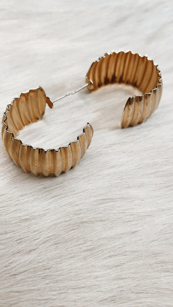 Large Gold Textured Hoop Earrings