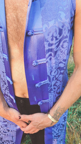 Vintage Blue/Purple silk kimono duster