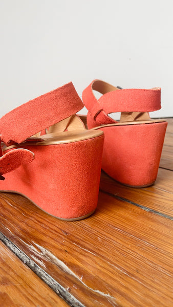 Suede Orange Kork Ease Platforms 9.5