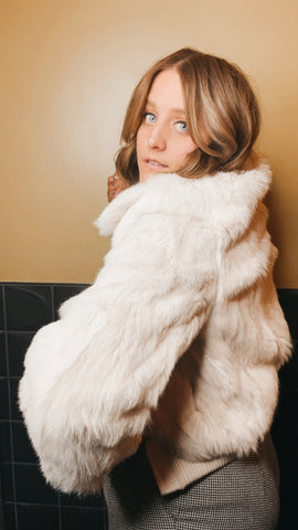 Vintage Rabbit Fur Bomber Jacket