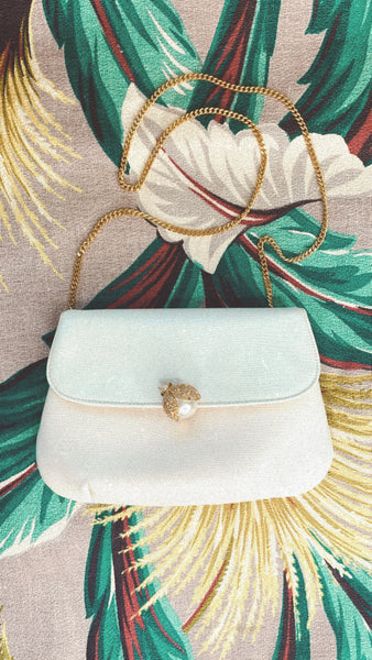 Morris Moskowitz White Leather Bumble Bee Purse
